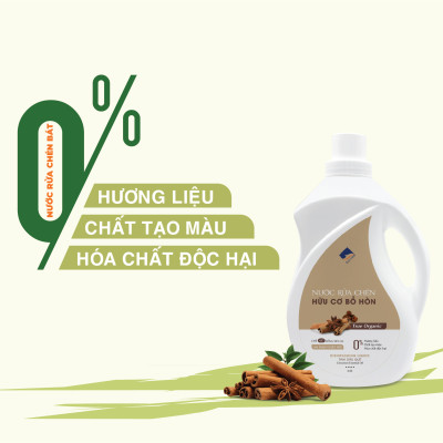 Nước rửa chén hữu cơ Bồ hòn Ecocare tinh dầu Vỏ Cam 2000ml