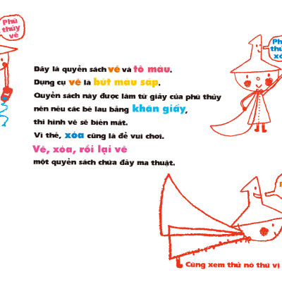 Combo bộ sản phẩm Vẽ, xóa, rồi lại vẽ - Phù thủy nhỏ (tặng hộp chì màu sáp) 