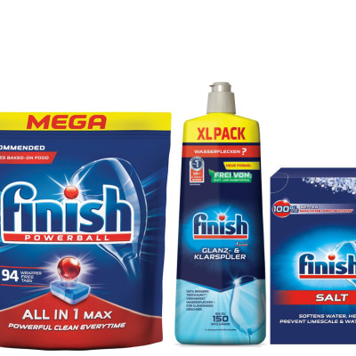 Combo 94 Viên rửa bát Finish All in 1  max + Nước làm bóng Finish 750ml