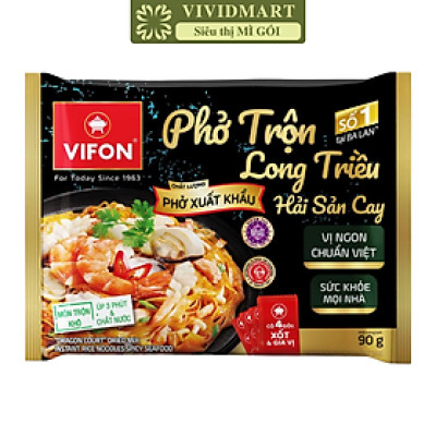 VIFON - Phở trộn Long Triều hương vị Hải Sản Cay, Phở trộn hải sản cay Long Triều, Phở trộn Vifon (90g/gói)