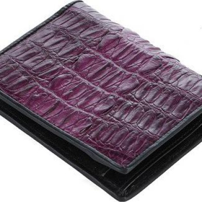 Bóp nam Huy Hoàng da cá sấu gai đuôi kiểu đứng màu tím HT2767