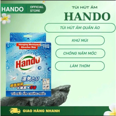 Combo 2 hộp 10 túi hút ẩm chống mốc treo tủ quần áo tủ giày dép tủ bếp Hando 5x50Gr