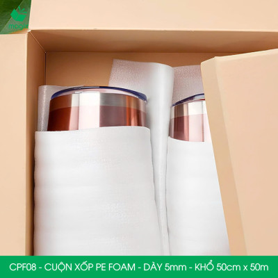 CPF08 - 50cm x 50m - Cuộn xốp PE Foam dày 5mm chống sốc, xốp bọc chống sốc, xốp gói hàng