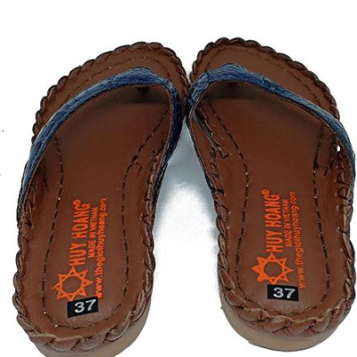 Dép nữ Huy Hoàng da cá sấu màu xanh đậm HT7241