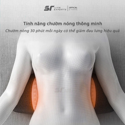 Gối Kê Lưng Tích Hợp Massage Chườm Nóng, Đệm Lưng Chống Đau Lưng, Thoát Vị Đĩa Đệm, Giảm Đau Cột Sống - Sairui