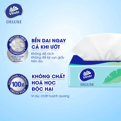 [LỐC 5 GÓI SIZE M] Khăn giấy rút cao cấp Vinda Deluxe 3 lớp 90 tờ size M (5 Gói)