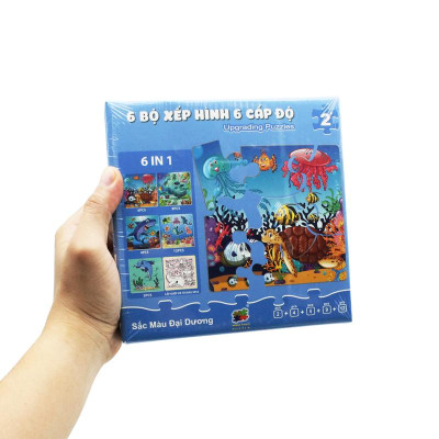 Bộ 6 Tranh Xếp Hình 6 Cấp Độ 17 x 17 cm - Động Vật Hoang Dã - Minh Châu C6-004