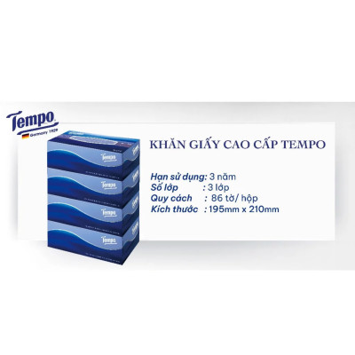 Lốc 4 Khăn Giấy Hộp Tempo 86 Tờ - Không Mùi