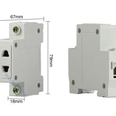 ổ cắm 2 chấu và 3 chấu cài thanh ray gắn tủ điện HT 16A/230V