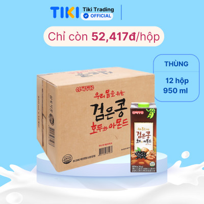 Thùng 12 Hộp Sữa Đậu Đen, Óc Chó, Hạnh Nhân Sahmyook Foods (950ml/Hộp)