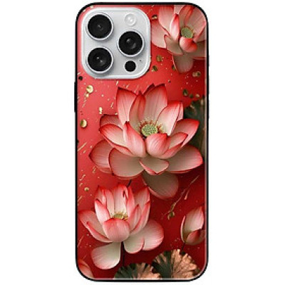 Ốp lưng cho IPhone 15 - 15 Plus - 15 Pro - 15 Pro Max - 16 - 16 Plus - 16 Pro - 16 Pro Max - Sen Nền Đỏ - Hàng Chính Hãng