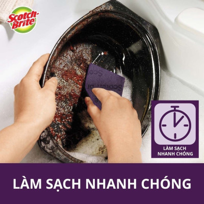 Miếng cọ rửa đa năng 3M SCOTCH-BRITE 7447 cọ rửa siêu mạnh, 4 miếng/gói