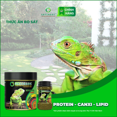 Thức ăn bò sát Iguana Baby - GREENABC dùng cho Rồng Nam Mỹ từ mới nở cho đến 9x giúp tăng kích thước, lên màu đẹp, phòng chống MBD, teo đuôi – Hộp 230g