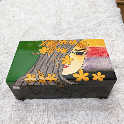 Hộp nữ trang 2 tầng Sơn Mài Cao Cấp Thanh Bình Lê đựng đồ trang sức, vật dụng nhỏ xinh, làm quà tặng,...