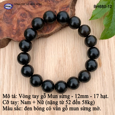 Vòng phong thủy gỗ Mun Sừng đen bóng (đủ Size) dành cho người có địa vị, thăng tiến trong công việc (BH680)