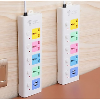 Ổ cắm điện B40 đa năng cao cấp chống giật 2 cổng cắm USB công suất 2500W có chốt an toàn dây dài 1.8m - Hàng chính hãng