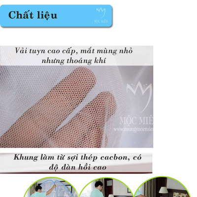 Màn chụp tự bung đỉnh tù cao cấp Mộc Miên loại 1,6m x2m -1 cửa 