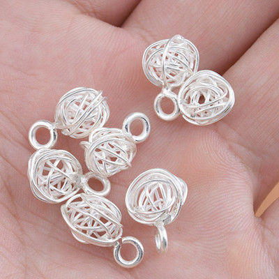 Combo 2 charm bạc quả cầu mây treo - Ngọc Quý Gemstones