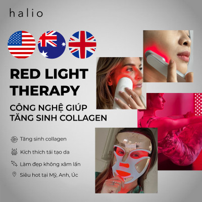 Máy Ánh Sáng Đỏ Giúp Trẻ Hoá Da Halio Red Light Therapy Device 3 in 1 - Hàng Chính Hãng