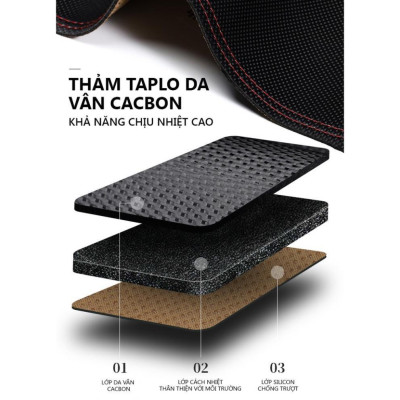 Thảm taplo da Cacbon KIA SOLUTO đời 2019-2021 cao cấp,chống nóng, chống trơn trượt