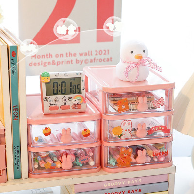 Hộp Kệ Để Bàn Trong Suốt Bảo Quản Văn Phòng Phẩm, Mỹ Phẩm, Đồ Lặt Vặt, Phụ Kiện Hình Thỏ Mini Dễ Thương Không Kèm Sticker