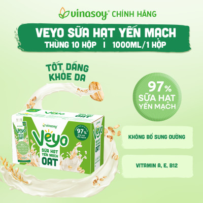 Thùng Veyo sữa hạt yến mạch (10 hộp x 1 Lít)