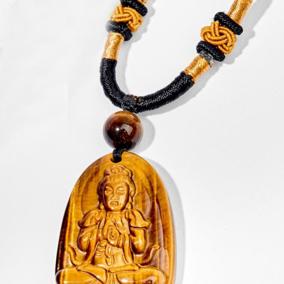 Mặt Dây Chuyền Như Lai Đại Nhật Đá Mắt Hổ ( 3.6 x 2.3 cm) Ngọc Quý Gemstones