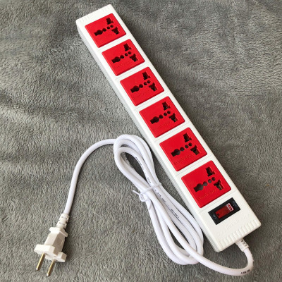 Ổ Cắm 6 Lỗ 3 Chấu Dây 2 Mét Điện Quang ĐQ ESK 2WR 63ECO - Trắng Đỏ