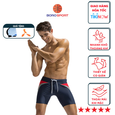 Quần bơi nam Boxer YESURE DEENYT  Chất liệu Superfine polyester cao cấp , chống thấm , nhanh khô form Fitness thời trang (Tặng kèm nón bơi + bịt tai silicon) - Hàng Chính Hãng