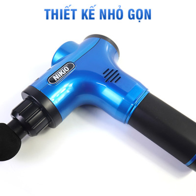 Súng (Máy) Massage Cầm Tay Nikio NK-170A - Kỹ Thuật Mát Xa Gõ Hiện Đại, Tác Động Sâu, Hỗ Trợ Giãn Cơ Toàn Thân - 4 Đầu Thay Thế, 6 Cấp Độ Mát Xa, Pin Sạc Không Dây 2000 mAh