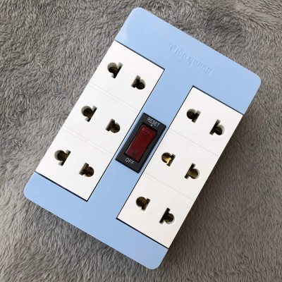 Ổ cắm Xoay 90° Điện Quang ĐQ ESK RT 6GW (6 lỗ, màu xanh lá trắng)