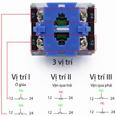 Công tắc xoay chuyển mạch 2 vị trí, 3 vị trí, Cần ngắn NP2 phi 22 chuyên tủ điện