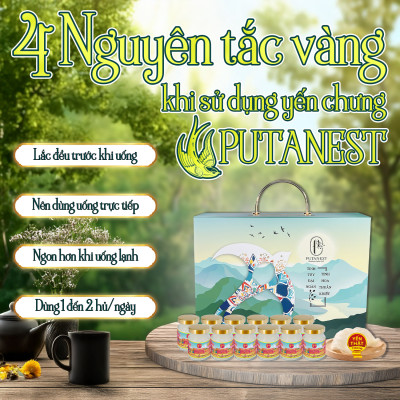 Yến chưng Kids PUTANEST hộp quà tặng cao cấp 12 hũ 70ml tăng đề kháng ăn ngủ ngon bé khỏe mạnh