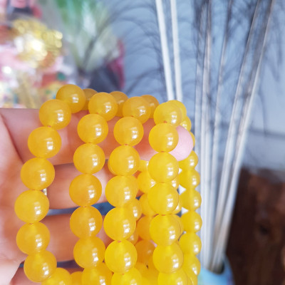 Chiếc Vòng tay đá mã não vàng anh tươi quá đẹp  Size hạt 10mm Nữ mệnh kim thổ thủy đeo  Vòng vàng anh này người lớn trẻ em nhỏ đeo được hết ạ rất là xinh xắn luôn