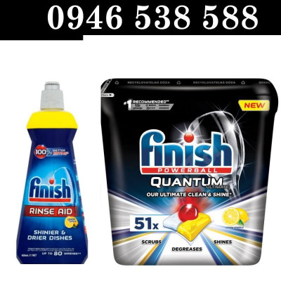 Combo Viên rửa chén Finish Quantum ultimate 32 tabs + Nước Bóng Finish 400ml