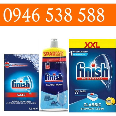 Combo viên rửa bát 77 viên + Muôi finish 1.5kg + bóng finish 1150ml