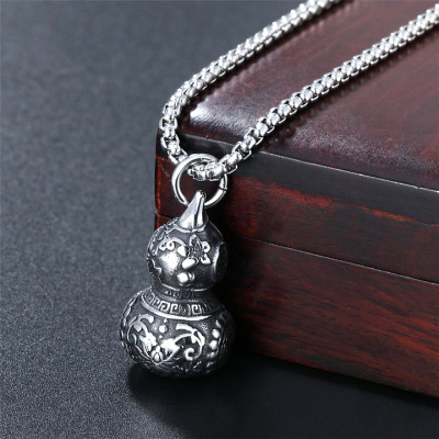 Dây chuyền phong thủy bằng Tittan mặt hình hồ lô Tài Lộc - HL01