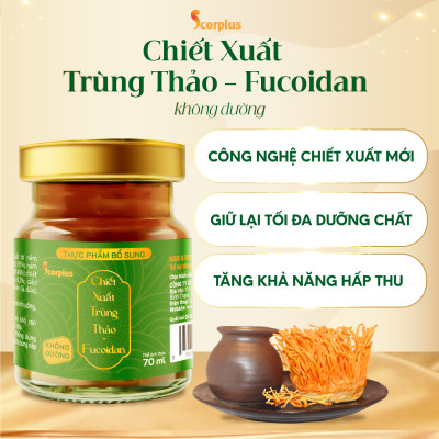 [LOẠI THƯỢNG HẠNG] Nước chiết xuất trùng thảo fucoidan không đường SCORIUS 70ml bồi bổ sức khỏe