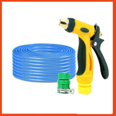 Bộ dây vòi xịt nước rửa xe,tưới cây tăng áp 3 lần 15M( nối nhựa xanh) 206317