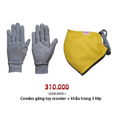 Combo găng tay scooter + khẩu trang nhỏ 3 lớp