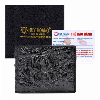 HT2213-14-15-49 - Ví nam Huy Hoàng da cá sấu gù đầu màu đen, nâu đỏ, vàng bò, nâu đất