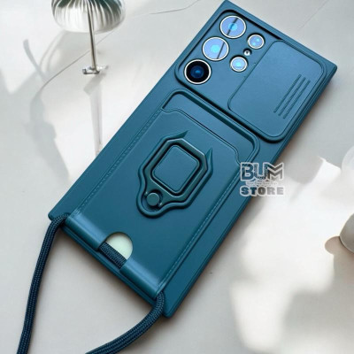 Ốp Lưng Cho Samsung Galaxy S25 Ultra / S24 Ultra / S23 Ultra / S22 Ultra  4 In 1 Có Ngăn Để Thẻ , Kèm Dây Đeo Dài