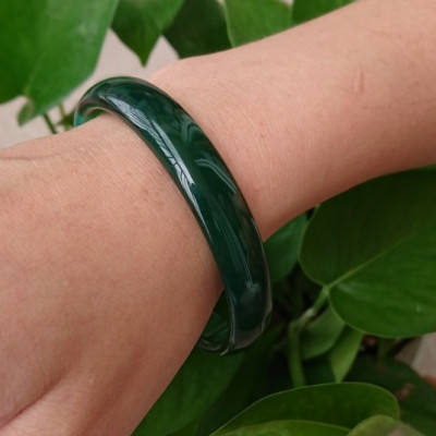 Vòng Tay Cẩm Thạch, Đá Chalcedony tự nhiên Miến Điện, đẹp long lanh