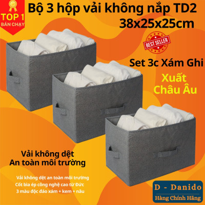 Combo 3 hộp vải đựng đồ đa năng TD2 – Bộ 3 túi vải Thụy Điển không nắp tiết kiệm sang trọng dung tích 24L mỗi hộp - chính hãng
