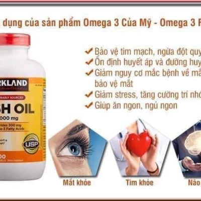Omega 3 dầu cá Kirkland Signature Fish Oil Hỗ trợ sức khỏe não bộ, tim mạch, khớp, bổ mắt, làm đẹp da và tăng sức khỏe tổng thể - OZ Slim Store