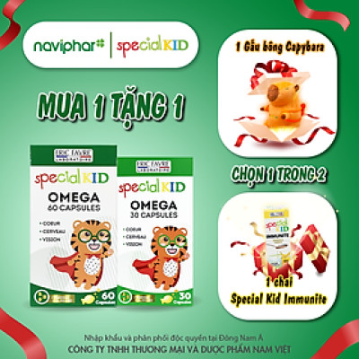 [Hộp 30 viên] Viên nang Special Kid Omega Capsules - Hỗ trợ hệ thần kinh, tăng khả năng tập trung và trí nhớ, nâng cao thị lực, tốt cho tim mạch của trẻ