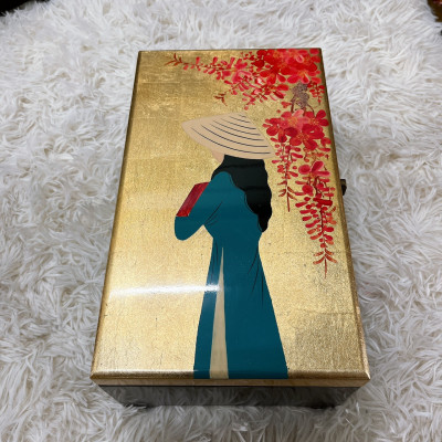 Hộp nữ trang 2 tầng Sơn Mài Cao Cấp Thanh Bình Lê đựng đồ trang sức, vật dụng nhỏ xinh, làm quà tặng,...