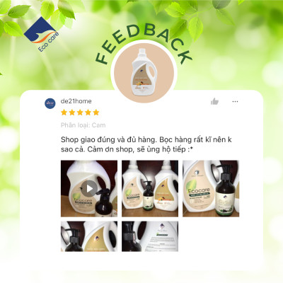 Nước rửa chén hữu cơ Bồ hòn Ecocare tinh dầu Vỏ Cam 2000ml