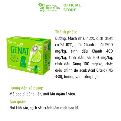 Kẹo ngậm Genat Chanh Sả (Hộp 100 viên) - Giao 2H HCM