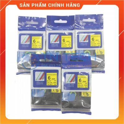 Nhãn In TNE-S611 - Đen nền vàng 6mm x 8m - Dùng cho máy in BROTHER - AIMO - PUTY [Hàng nhập khẩu]